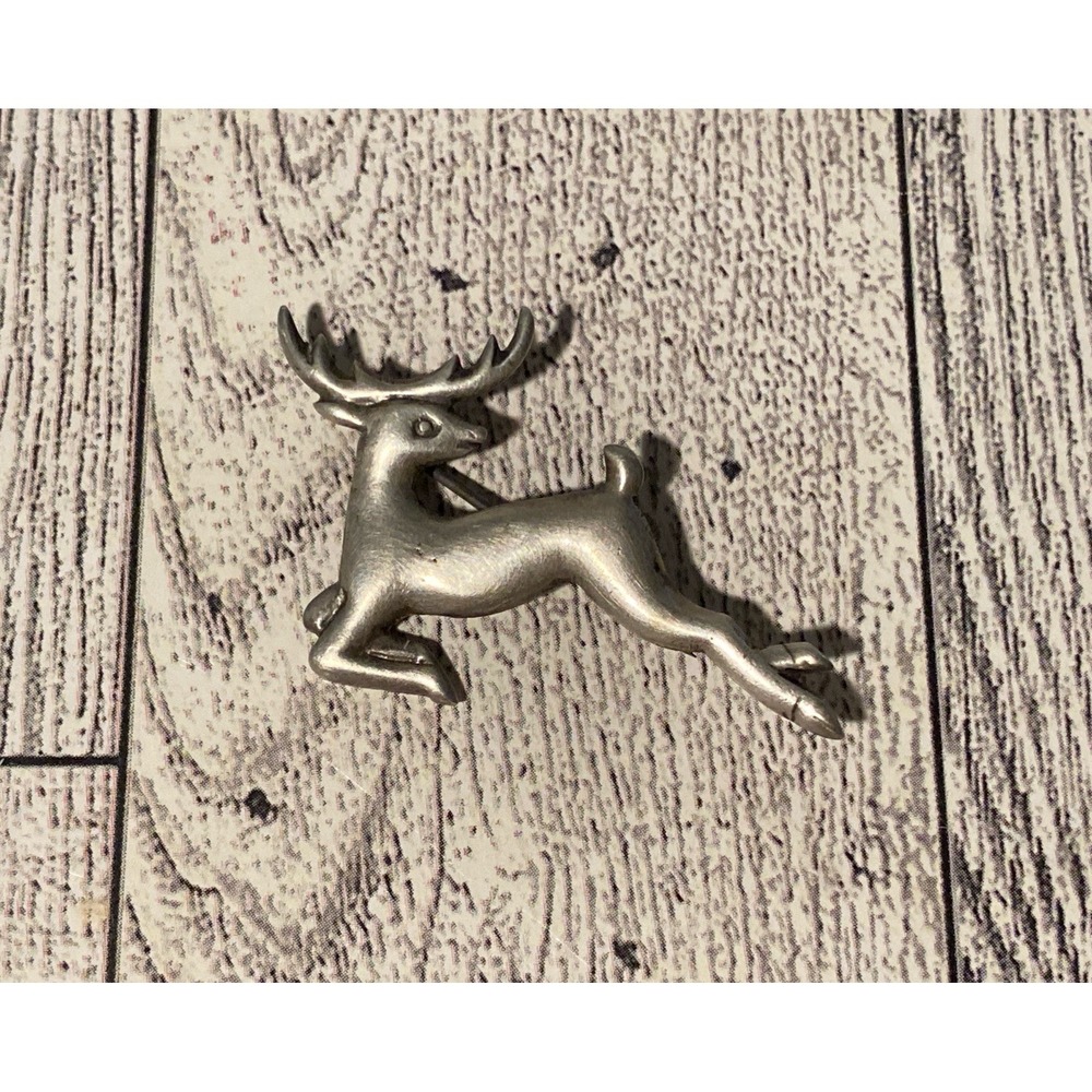 Vintage 1920s-40s Handcrafted Sterling Silver Deer Stag Brooch Pin Made Mexico